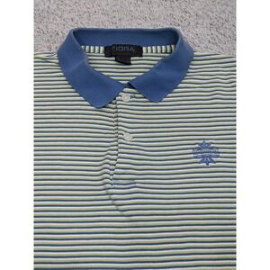 Fidra John Ashworth Golf Polo XL Blue Green White Stripe‎ Cotton Waikoloa Preppy